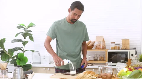 Indian middle-aged man, freelancer, healthy male with mustache and beard dr.. Stock-Footage 254696901