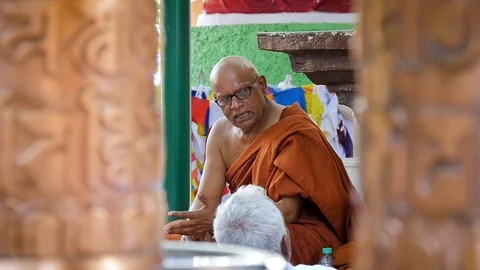 Indian Monk Speaking Stock Footage 91429419