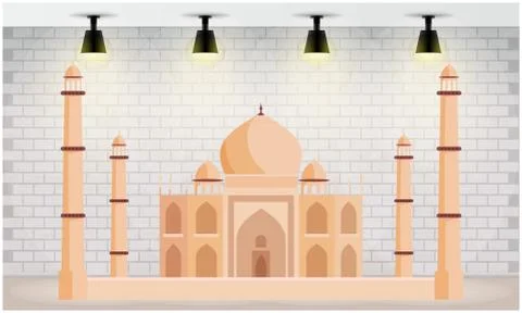 Indian monument on an abstract wall background Illustrazione stock