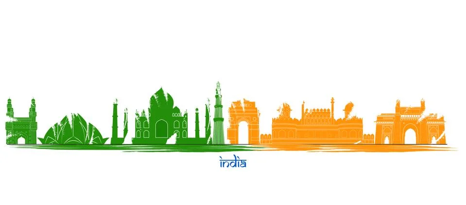 Indian monument cityscape for Independence Republic Tourism or Marketing purp Stock Illustration