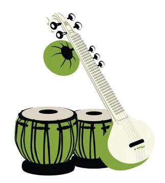 Indian musical instruments Stock Illustration