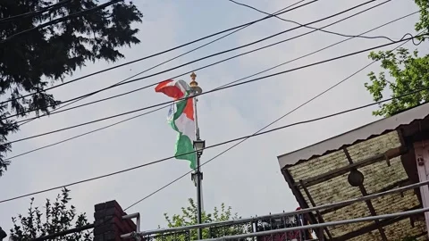 Indian national flag low angle shot with blue sky weather. Stock Footage 311972595