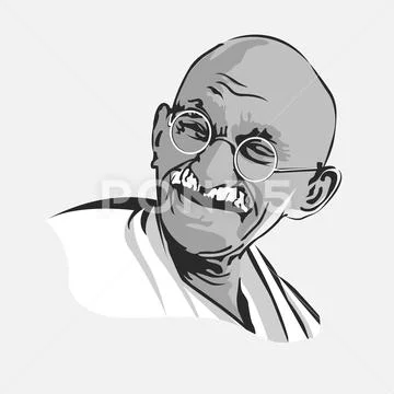 Indian national hero mahatma gandhi black and white vector image ...