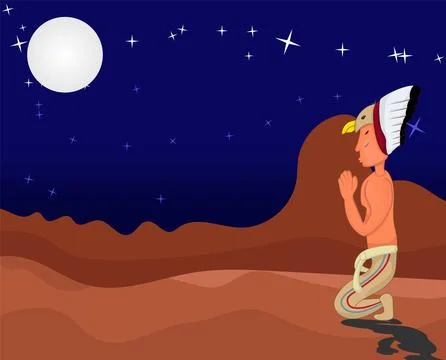 Indian native american praying Illustrazione stock