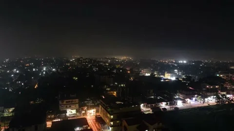 Indian night city traffic hyper lapse aerial skyline. Stock Footage 171553754