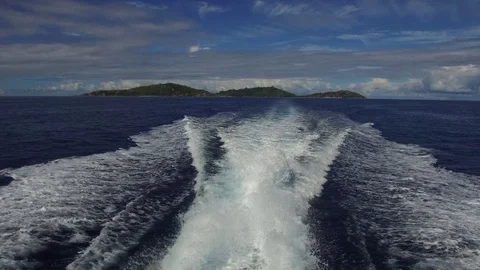 Indian ocean and leaving boat trace on water Stock Footage