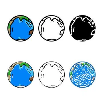 Indian ocean map color icon vector pack Stock Illustration