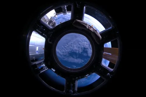 Indian Ocean to Pacific Ocean through the International Space Station Cupola Stock Footage 260815987