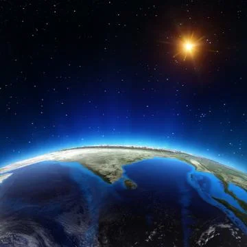 Indian ocean from space 3d rendering Stock Illustration