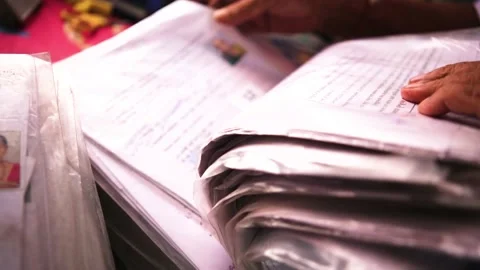 Indian old man finding imported file to the folder. No Age Limit Stock Footage 238915582