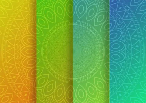 Indian ornamental pattern set. Circular of mandala on gradient background. Co Stock Illustration