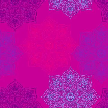 Indian ornamental seamless pattern. Ethnic folk mandala. Stock-Illustration