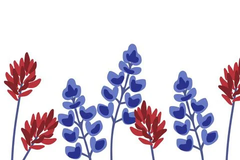 Indian paintbrush and bluebonnet Stock Illustration