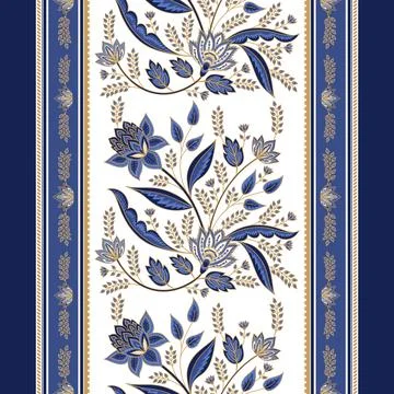 Indian paisley pattern vector seamless border. Arabesque floral background Illustrazione stock