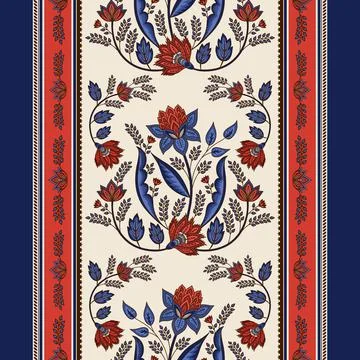 Indian paisley pattern vector seamless border. Arabesque floral background de Stock Illustration