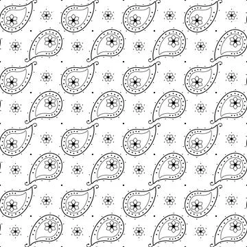 Indian paisley seamless pattern vector Stock Illustration
