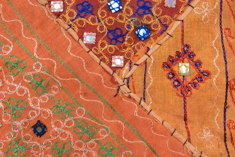 Indian patchwork carpet in Rajasthan. Indian Background Stock Photos