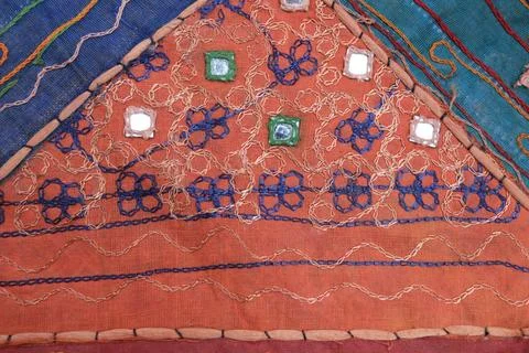 Indian patchwork carpet in Rajasthan. Indian Background Stock Photos
