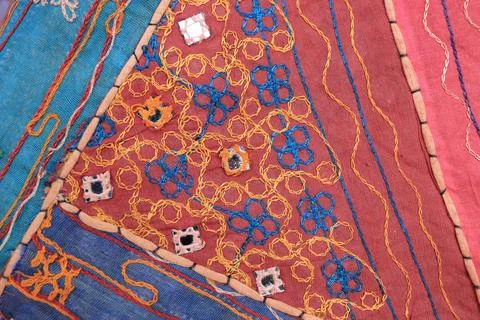 Indian patchwork carpet in Rajasthan. Indian Background Foto stock