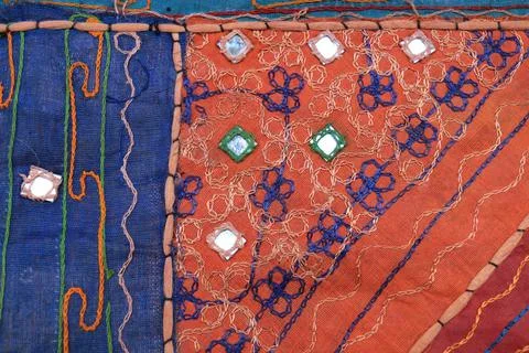 Indian patchwork carpet in Rajasthan. Indian Background Stock Photos