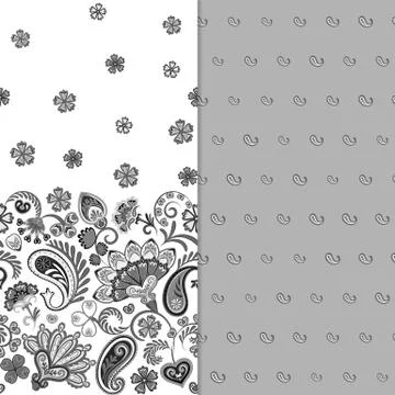 Indian pattern set, bright floral ornaments. Hand drawn texture for clothes Stock Illustration