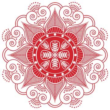 Indian pattern surounded with heart elementin red Stock Illustration
