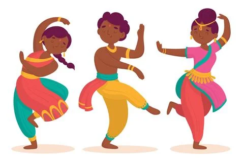 Indian people dancing bollywood Stock Illustration