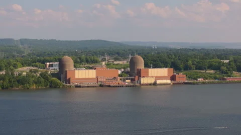 Indian Point Nuclear Power Facility in Peekskill New York Stock Footage 346376740