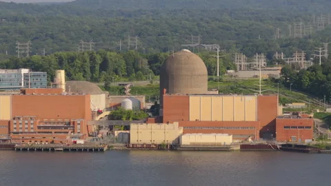 Indian Point Nuclear Power Facility in Peekskill New York Stock Footage 346377047