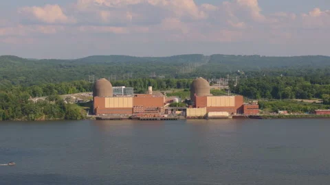 Indian Point Nuclear Power Facility in Peekskill New York Stock Footage 346401278