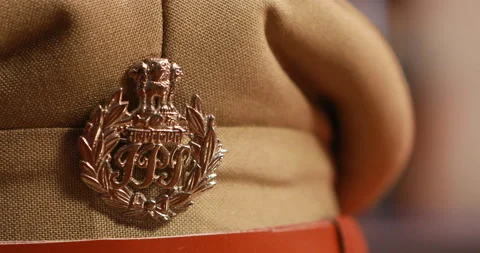 Indian Police Hat on the table Stock Footage 184402905