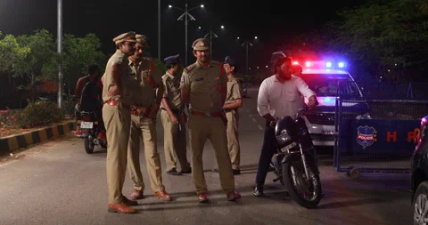 Indian Police Ride Program Drunk Driving Spot Check Stockbeeldmateriaal 184458525