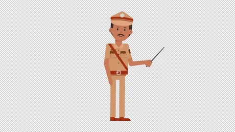 Indian Policeman Holding Pointer Stick 動画素材 205044715