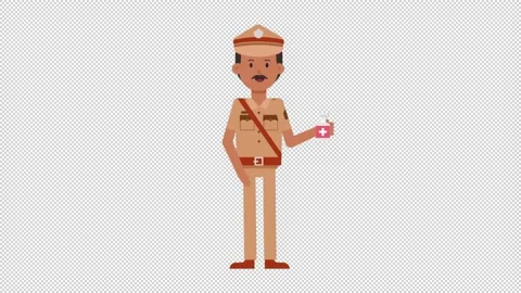Indian Policeman Using Disinfectant Spray Stock Footage 205044832