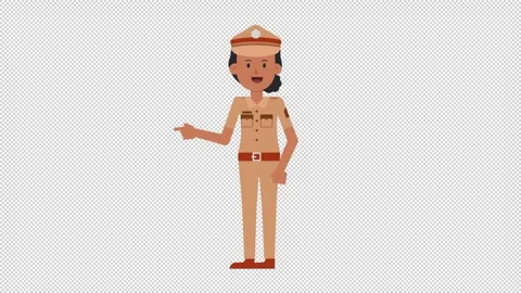 Indian Policewoman Pointing Left Stock Footage 205047280