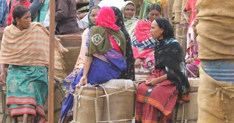 Indian Poor women workers with Cans on Hill Stock Footage 326722467