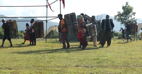 Indian Poor workers with Cans on Hill Stock Footage 327057214