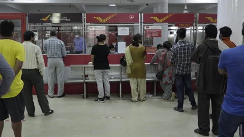 Indian post office scene. 스톡 동영상 136460447