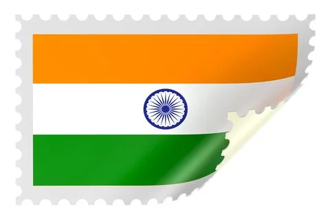 Indian Postage Stamp, postage stamp of India. 3D rendering Stock Illustration
