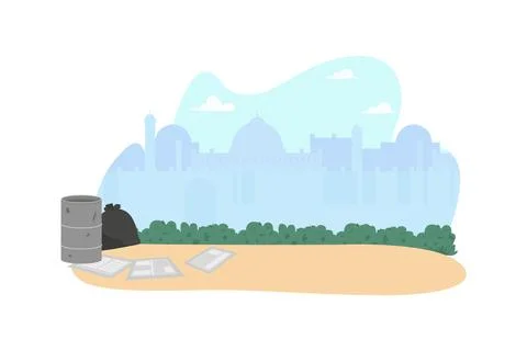 Indian poverty district 2D vector web banner, poster Stock Illustration