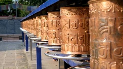 Indian Prayer wheels Stock Footage 91421872