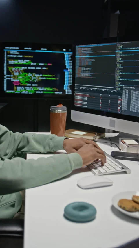 Indian Programmer Coding Software on Desktop Computer at Workplace Stock-Footage 348374955