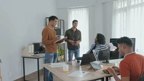 Indian Programmers Brainstorming in Office Stock Footage 203741982