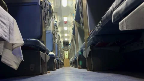 Indian railway passenger train 3ac interior with with empty seats and bunk beds Stock Footage 333639322