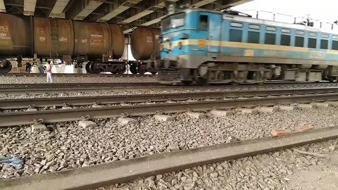 Indian railway with selected focus Stock Footage 136660009