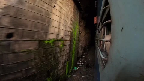 Indian railway train is going inside the tunnel. Chennai express. Stock Footage 131178718