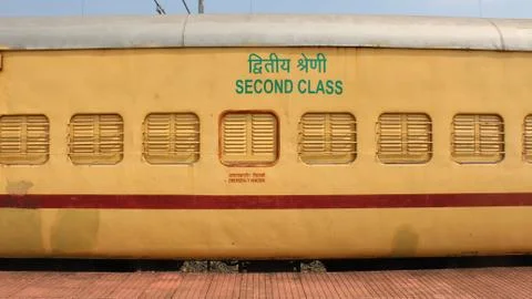 Indian railway train in platform Stock Photos