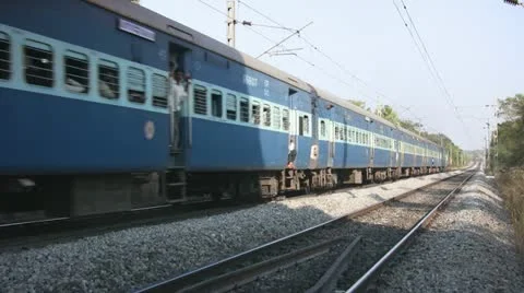 Indian railways passenger train  Stock Footage 21537255