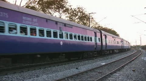 Indian railways passenger train  Stock Footage 21548806