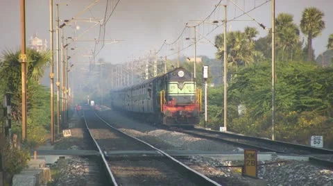 Indian railways passenger train  Stock Footage 21566724